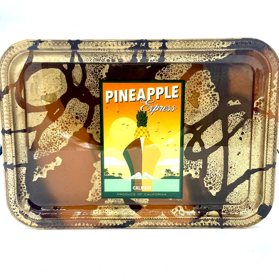 The Pineapple Express Hand Painted Rolling Tray by Amina